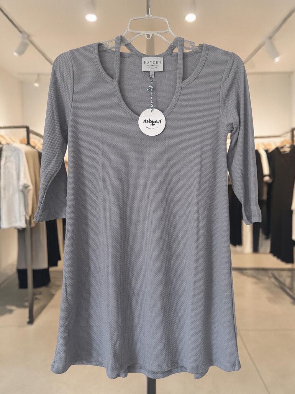 Hayden Los Angeles Silver Textured Knit Dress Medium NEW